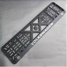 Рамка номера Volkswagen "защіпка" 3D напис Хромований (Поліпроп. / Гнучкий морозостійкий)