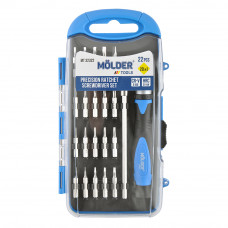 Викрутка для точних робіт реверсивна з комплектом насадок 20в1 (+/-/T/H) "Molder" (МТ32322)
