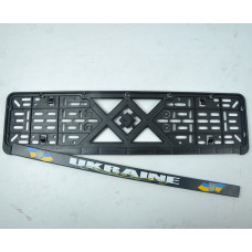 Рамка номера "защіпка" Чорний напис - "UKRAINE"Чорна гнучка (міцний пластик від ударів)