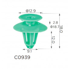Кліпси C0939 кріплення карти дверей/молдинги Ford E865220S Mercedes A0069884378( уп. 100 шт)