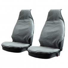 Накидки сидінь - Хутряні Сірі Передні 1+1ш "Автосвiтт (регул.підголівник/спинка на карабінах)