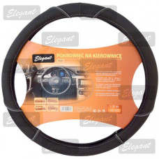 Чохол на кермо "M" (37-38см) чорний/сірий Elegant 105400 (сіра нитка)