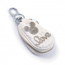 Чохол для ключів з карабіном Міккі Маус Love (Шкіра під крокодила) Білий