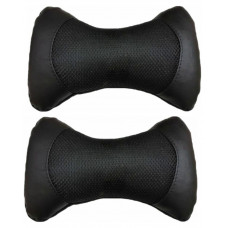 Подушка на підголівник еко-шкіра чорна + вставка сітка чорна + чорний кант (2шт/к-кт)