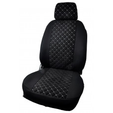 Чохли ''В'' "LUXE MAX" Чорні - Середина Жаккард ромби Сіра нитка(Заднє сид-ня розд+5-Підго-в)