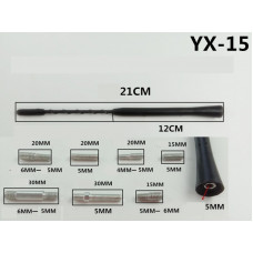 Антенний наконечник (витий) 5мм YX-15 адаптери M6-M6; M5-M6: M4-M5 (довжина 21см,12см)