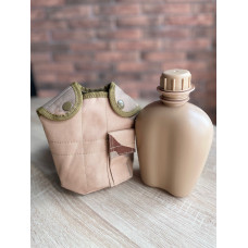 Фляга армійська в чохлі пластикова 1 Л (Камуфляж пісок №8)