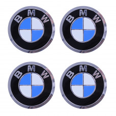 Наклейка на ковпаки BMW (90мм) чорна-синя (4шт)