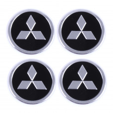 Наклейка на ковпаки Mitsubishi (60мм) чорна (4шт)