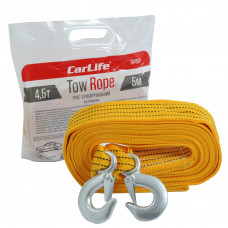 Трос буксирувальний 4,5т 5,0м 47мм/двошаровий/гаки/помаранч./Пакет-РЕ "Carlife" TR-705Р
