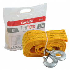 Трос буксирувальний 8,0т 5,5м 75мм/гаки/помаранч./Пакет-РЕ "Carlife" (TR-707Р) (10 шт)