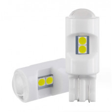 Світлодіод 12V Т10 Білий SMD 6-3030 Кераміка з Лінзою №27