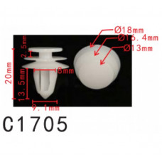 Кліпси C1705 обшивка дверей, молдинг NISSAN, TOYOTA, HONDA, KIA, RENAULT, SUBARU ( уп. 100 шт)