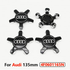 Ковпачки на титани "Audi" (135/57мм) чорний/хром. (4F0601165N) краб/зірка