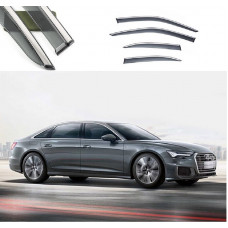 Дефлектори вікон Audi A6L (C6) 2012-2018 скотч"FLY""молдинг із нерж.сталі 3D" BAD6L1523-W/S(85)