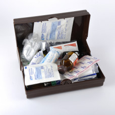Аптечка АМА-1 (до 9 осіб) Бокс Коричневий Першоі Допомоги-Червоний хрест /з знеболюючим (Новокаїн)