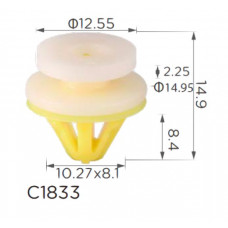 Кліпси C1833 обшивки дверей/молдінги GM,LAND ROVER,DACIA,NISSAN,OPEL,RENAULT.(30, DYC500030)( уп.50)