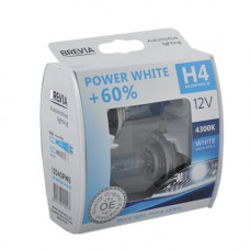 Лампа 12V H4 60/55W 4300K + 60% Power White "Brevia" (Box-2шт) (12040PWS) (9шт/уп)