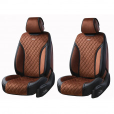 Чохли - Накидки сидіння Алькантара + Шкір. зам 3D "TORINO" Кавові Elegant Передні - 700 225