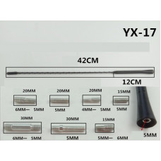 Антенний наконечник (витий) 5мм YX-17 адаптери M6-M6; M5-M6: M4-M5 (довжина 42см,12см)