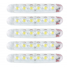 Габарит - білий - 100х10мм - 12/24V Led 6 діодів Лінза - МРТ-23 (5шт)