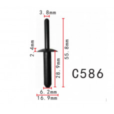 Заклепки C0586 пластикова DODGE, CHRYSLER, JEEP, GM (34201631, 25027)( уп. 100 шт.)