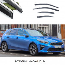 Дефлектори вікон Kia Ceed 2018- П/К "FLY""молдинг із нерж.сталі 3D"BKACD1823-W/S(69-70)