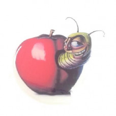 Наліпка силіконова "Яблуко з гусеницею" 6х6см (1шт.)