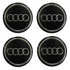 Наклейка на ковпаки Audi (90мм) чорна (4шт)