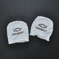 Чохол підголівників CHEVROLET білий-чорний логотип
