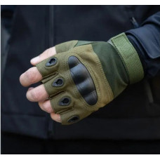 Перчатки тактичні без пальців Combat Олива - XL