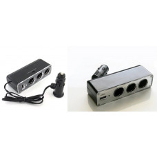 Автомобільний розгалужувач - трійник з подовжувачем/USB 0096 (USB-500mA)