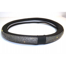 Чохол на кермо шкіра "M" (37-39см) чорний Стрази Чорні