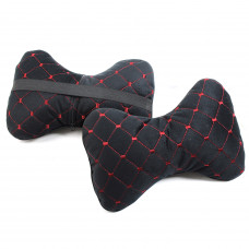 Подушка на підголівник тканина Антара чорна (червона нитка) (2шт/к-кт)