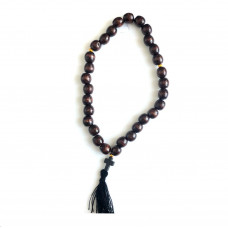 Чотки на 33 намистини дерев'яні з хрестиком темно.коричневі середні (22см/D=1.3см)