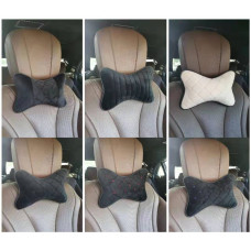 Подушка на підголівник алькантара Чорна + Ромб посередині чорний + кант (2шт/к-кт)