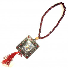 Чотки на 33 намистини дерев'яні з іконою 6х7см (образ з двох сторін) (розм.18см довжин.чоток,/D 0,7с