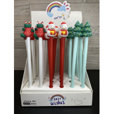 Ручка новорічна NS923 Новорічний мікс (чобіток, сніговик, ялинка)