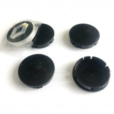 Ковпачки на титани "Renault" (60/55мм) чорний/хром. пластик об'ємний логотип наклейка(4шт)