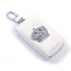 Чохол для ключів з карабіном Корона (Екошкіра) біла
