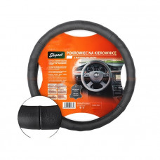 Чохол на кермо шкіра "М" (37-38см) чорний Elegant 105631 масаж глакий- Шкіра (4-шва)