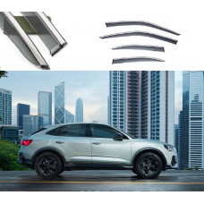 Дефлектори вікон Audi Q3 Sportback 2020- скотч"FLY""молдинг із нерж.сталі 3D"BADQ32023-W/S(86)