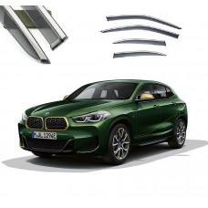 Дефлектори вікон BMW X2 2020- П/К скотч "FLY" "молдинг із нерж. сталі 3D" BBMWX22023-W/S (83)