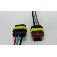 Роз'єм з проводом 3 контакти "євро" тато пластмас. пиловологозахищений (911S)