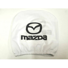 Чохол підголівників MAZDA білий чорний логотип