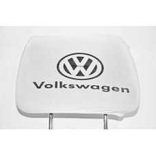Чохол підголовників VW білий чорний логотип
