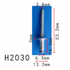 Заклепки H2030 металева GM,Chrysler,Ford (9436175,6031115,385189S100) ( уп. 100 шт.)