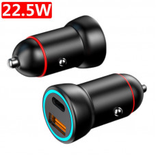 AЗП 12/24V 1USB-1Type-C 2,4А 22.5W.PD20W. QC3.0 P30 (Mini) метал