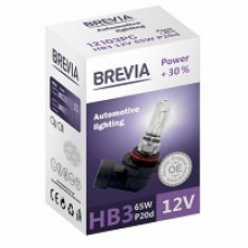 Лампа 12V HB3 65W + 30% "Brevia" (1шт) (12103PC) (10шт/уп)