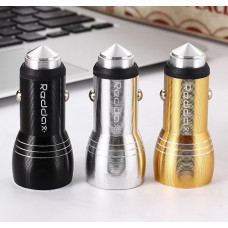 AЗП 12/24V 2USB (2+1A) Reddax RDX-106 коротка Black/Silver/Gold